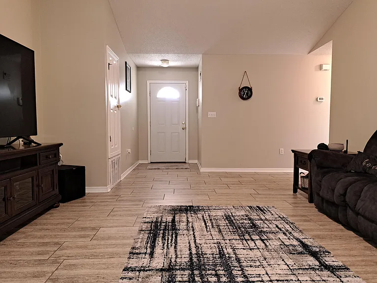 Living area looking at front door