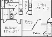 1x1 floor plan Riverbend
