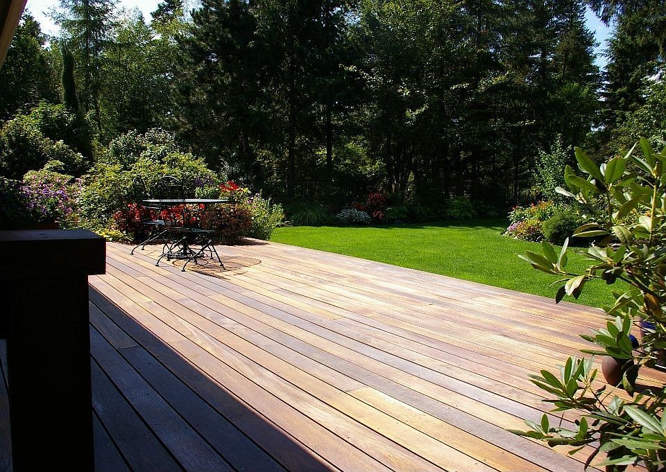 Gorgeous deck is large enough to entertain lots of guests.