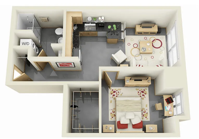 Floor plan 1 Bedroom L