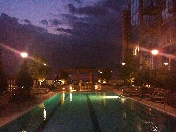 The Jr Olympic pool at night