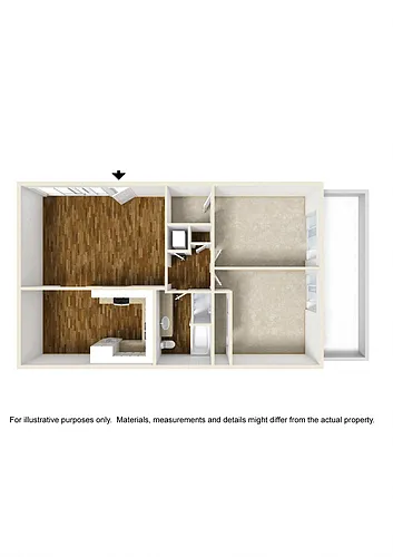 Floor plan 2 Bedrooms, 1 Bathroom Plan D