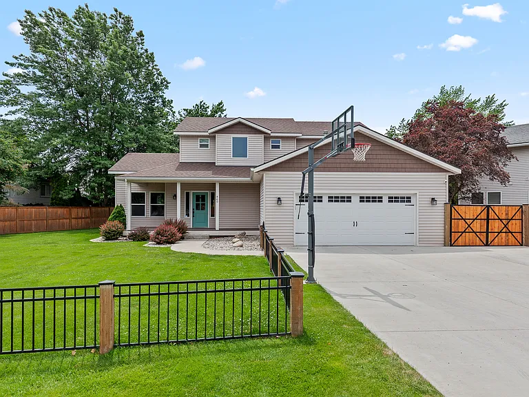 Large Oversized Driveway with in ground basketball hoop