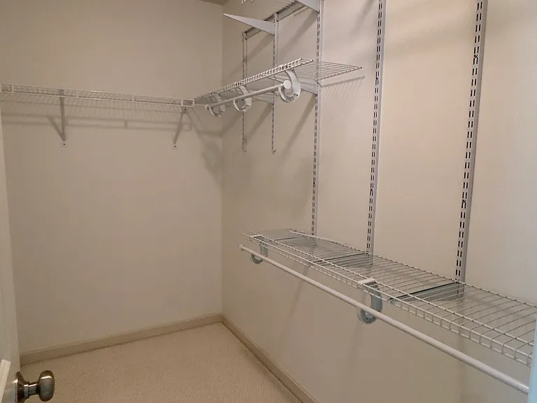 Primary bedroom walk-in closet with ample storage.