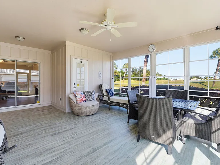 Lanai features gorgeous views and is a great place to relax at any time of day