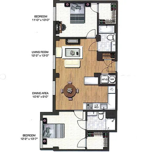 Floor plan Two Bedroom, Type E