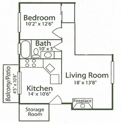 Floor plan 1B - Rosebud
