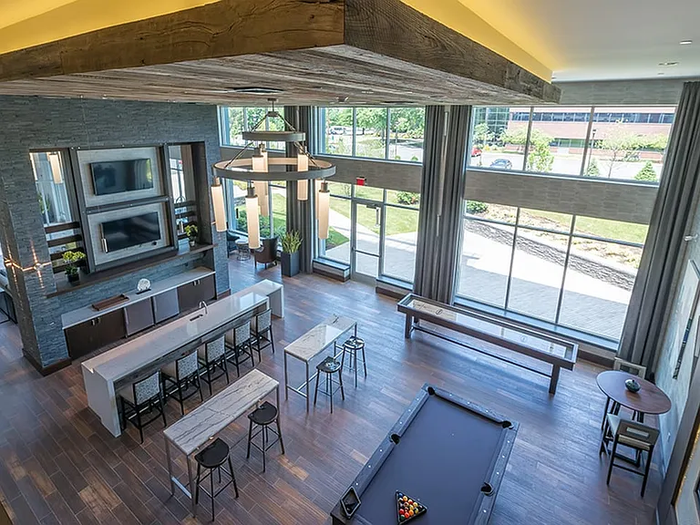 Gaming area and resident kitchen and bar area