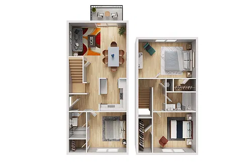 Floor plan 3 Bedroom, 2 Bath