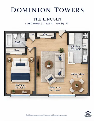 Floor plan One Bedroom/One Bath