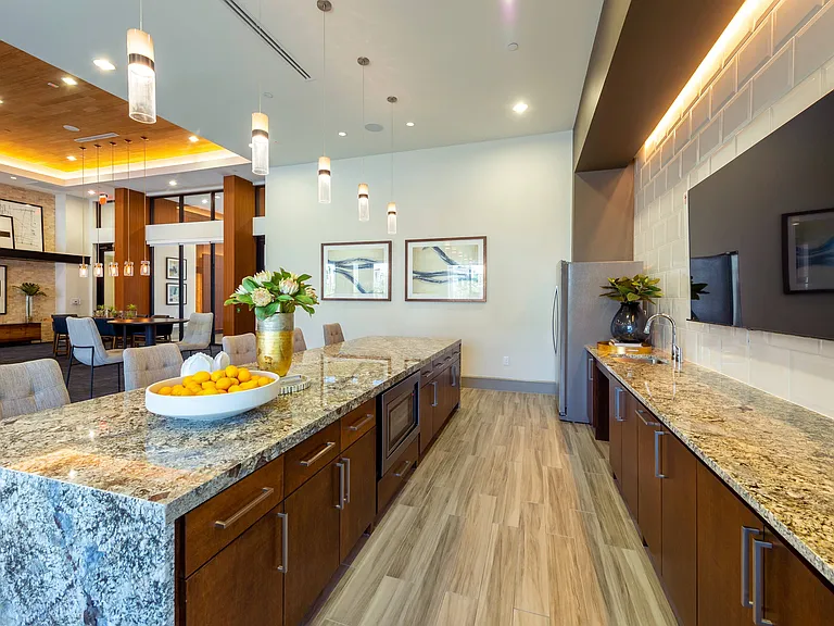 Expansive club room with ample entertainment spaces