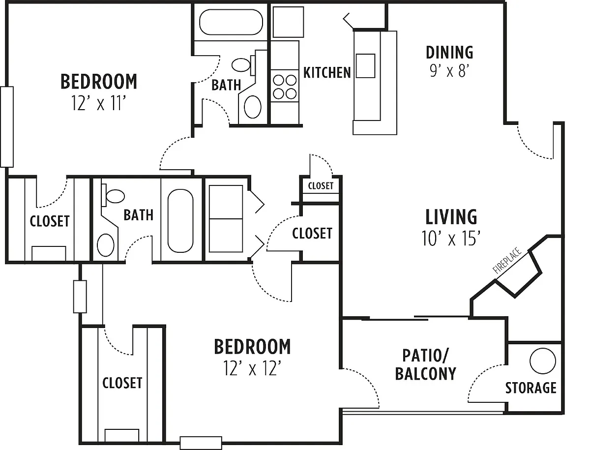 Floor plan Dogwood 2x2 (Renovated)
