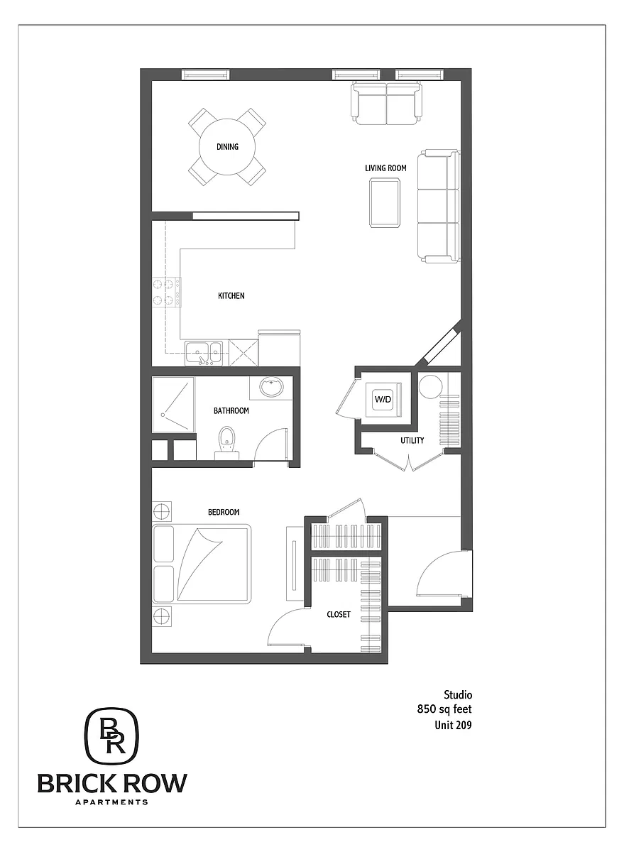 Floor plan 1 Bed Unit 209