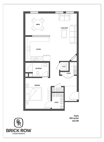 Floor plan 1 Bed Unit 209