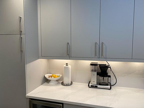 Quart countertops and backsplash.