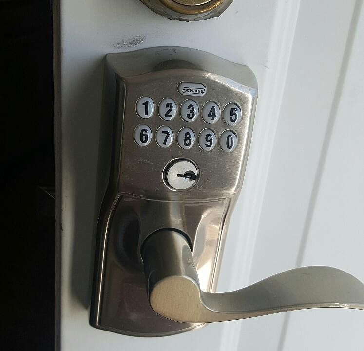 Building front door keypad for your security. Each apartment also has a keypad entrance.