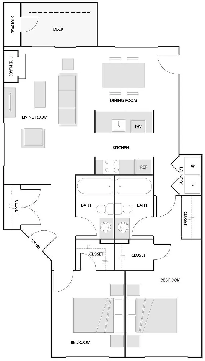 Floor plan 2 Bed/2 Bath-B