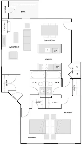 Floor plan 2 Bed/2 Bath-B