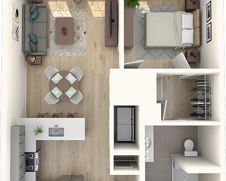 A1.2 | 1 Bed | 1 Bath floor plan Darien Commons