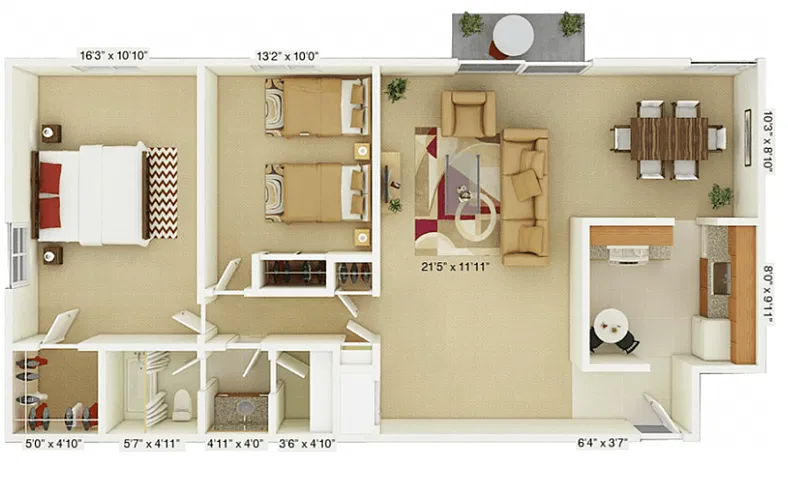 Floor plan 2 Bedroom Juniper