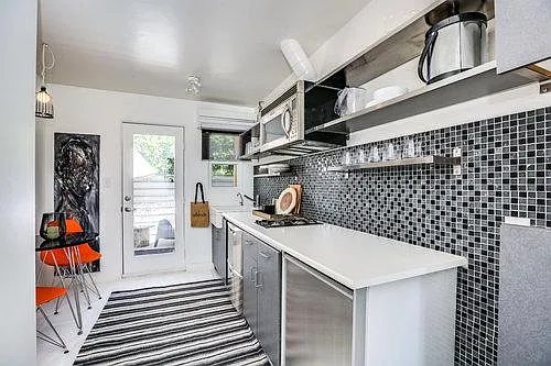 Studio Kitchen w/glimpse of Back Patio