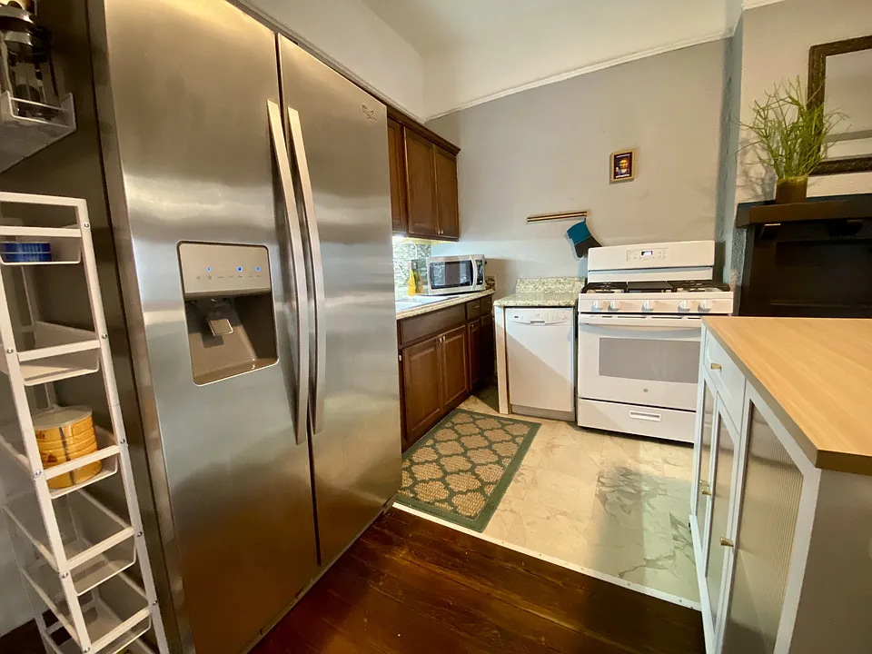 Kitchen - Brand new GE Gas Stove, Rolling Kitchen Island, Dishwasher