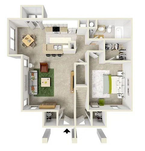 Floor plan 1 Bed/1 Bath Upstairs