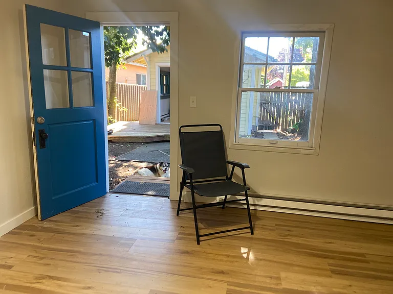 Freshly renovated detached bedroom/office.