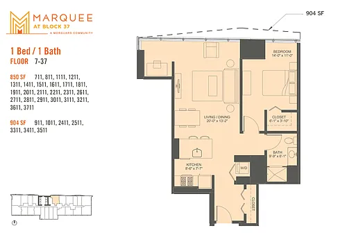 Floor plan 1 Bedroom x 11