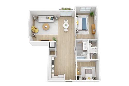 Floor plan Two Bedroom One Bath