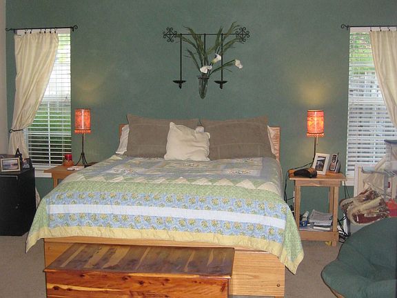 Large master bedroom with trey ceiling