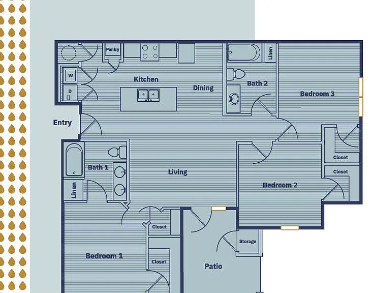 The Satin: 3BR 2BA