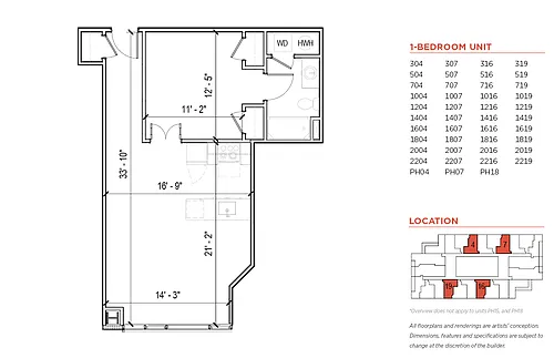 Floor plan One Bedroom Style 3