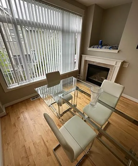 Dining or office or family room area with gas fireplace