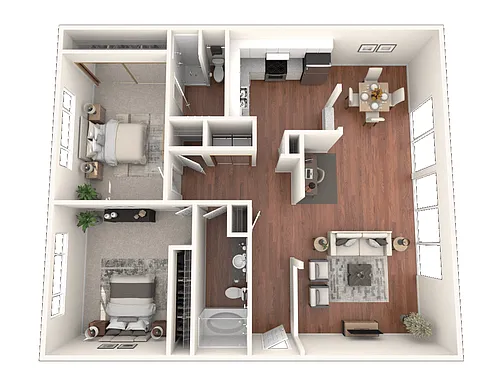 Floor plan Two Bedroom Two Bath