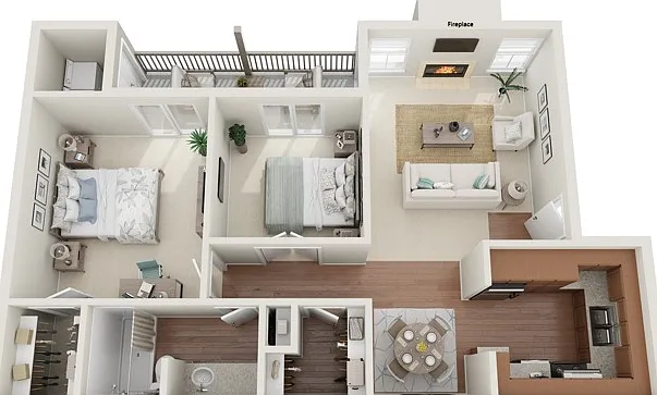 Two Bedrooms, One Bathroom, 823 sqft, Full-Size Washer/Dryer Connections, Fireplace, Plank Flooring, Patio/Balcony Two Bedrooms, One Bathroom, 823 sqft, Full-Size Washer/Dryer Connections, Fireplace, Plank Flooring, Patio/Balcony