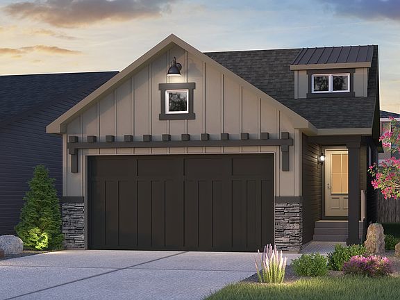 Exterior view of the Harrison Farmhouse model by Brookfield Residential in Calgary.