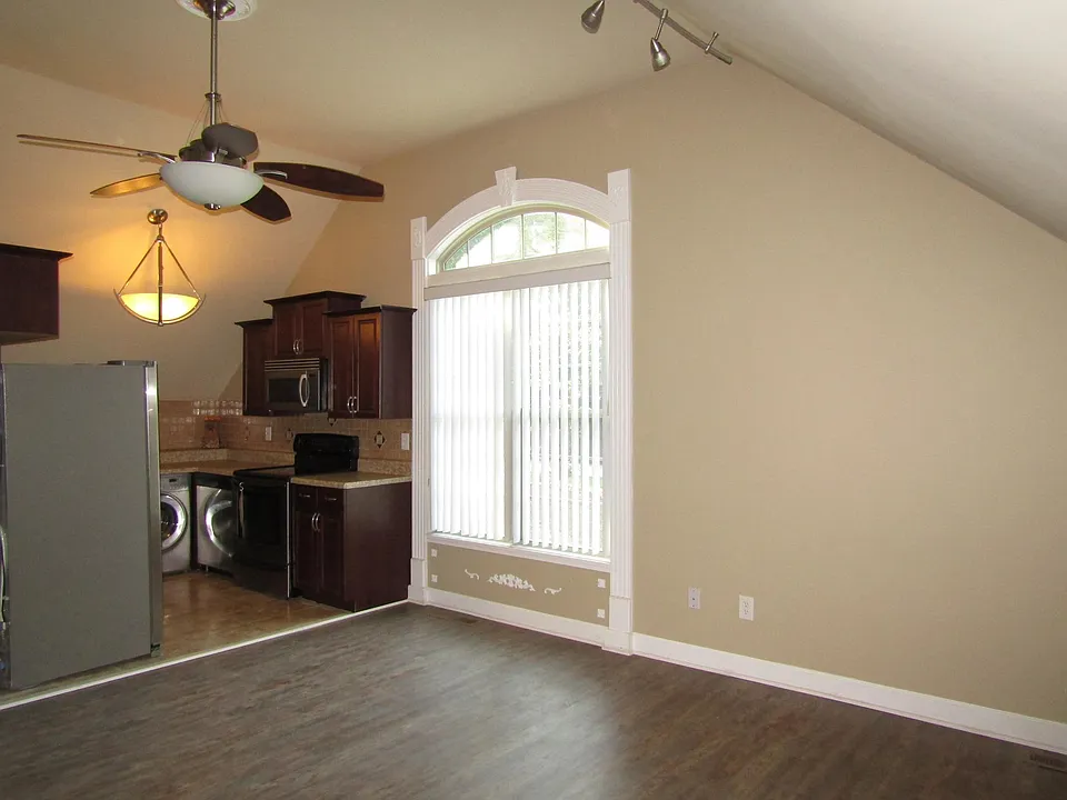 Vaulted ceilings in living area.