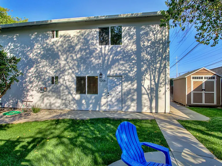 view from the patio, shed included in rent for added storage
