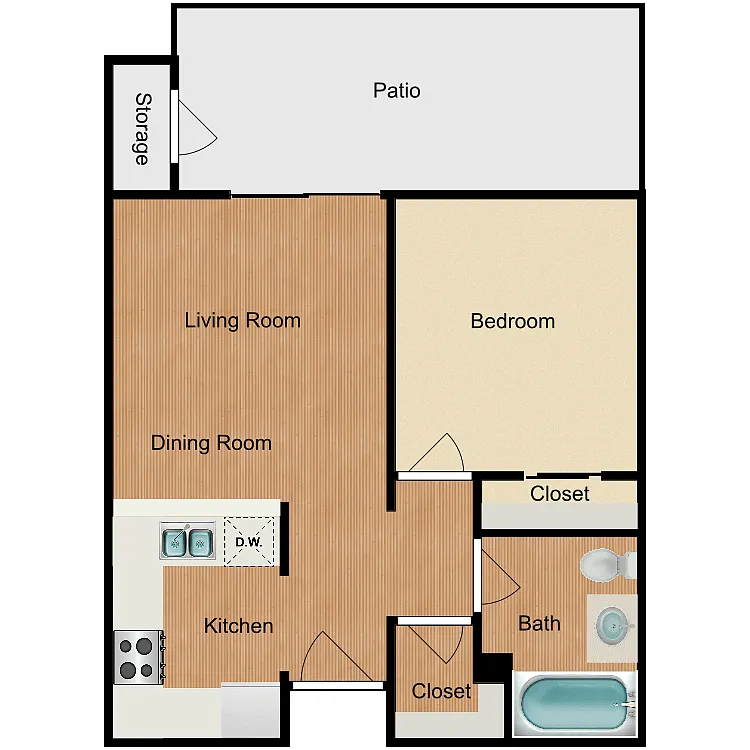 Floor plan 1 Bed 1 Bath