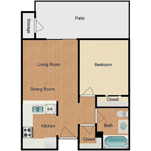 Floor plan 1 Bed 1 Bath