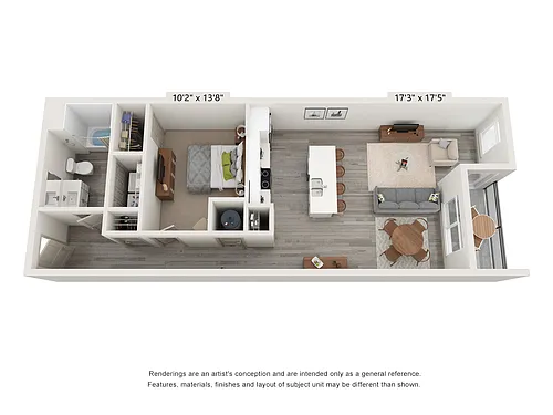 Floor plan A9 - 1 Bed, 1 Bath