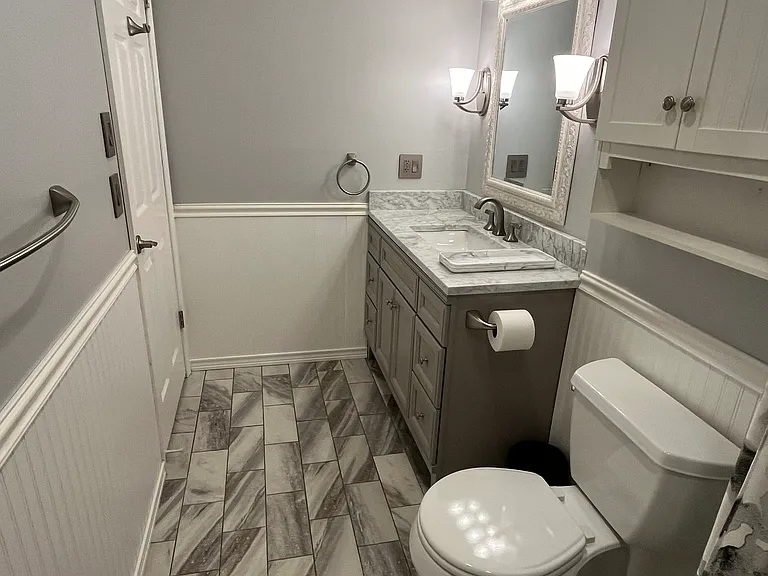 Lights at vanity can dim to run as only nightlight or full blast for make up application.