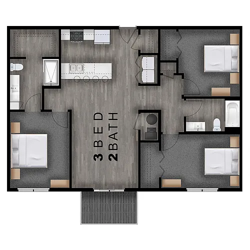 Floor plan 3 Bed, 2 Bath