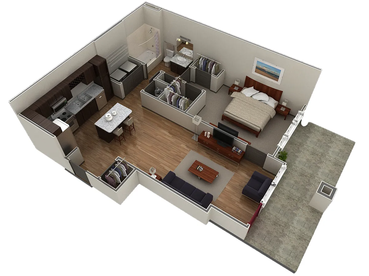 Floor plan 1 BR Designer Courtyard