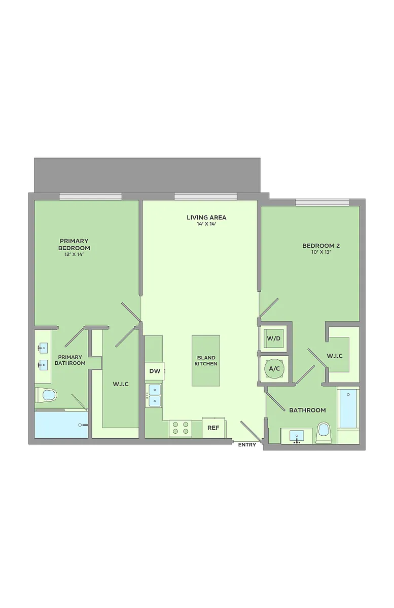 Floor plan 2 Bedroom, 2 Bathroom