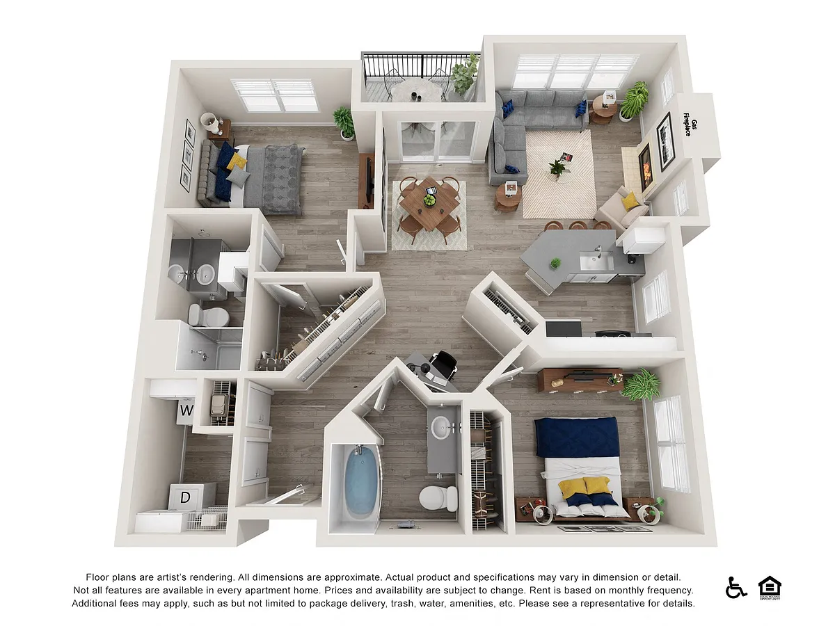 Floor plan 2x2 B - Premium