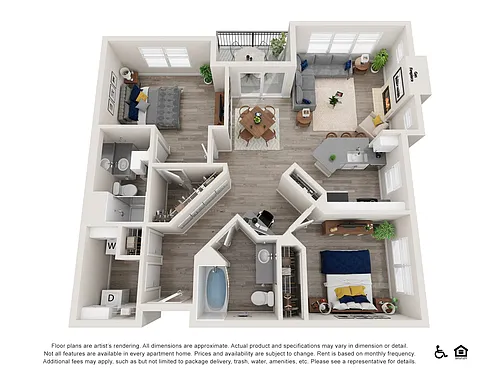 Floor plan 2x2 B - Premium