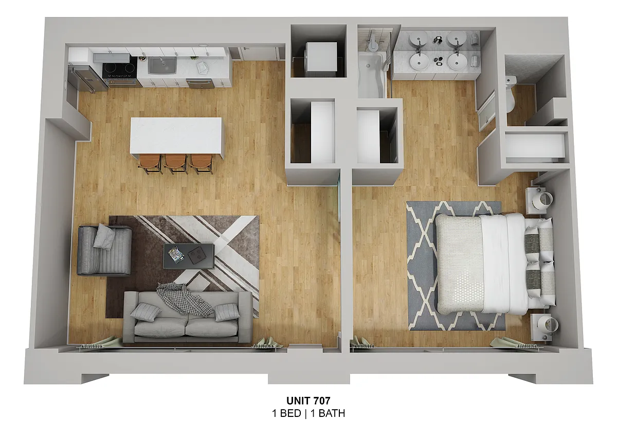 Floor plan Courtyard Suite 1 bedroom