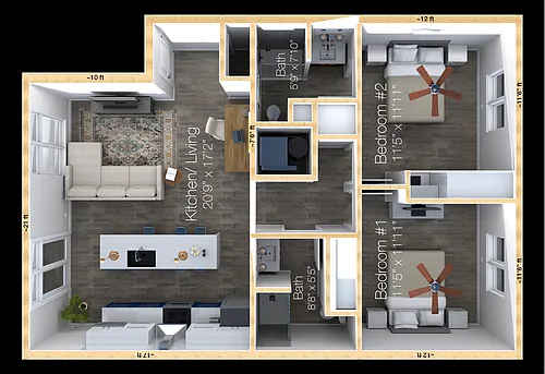 Floor plan Two-bedroom